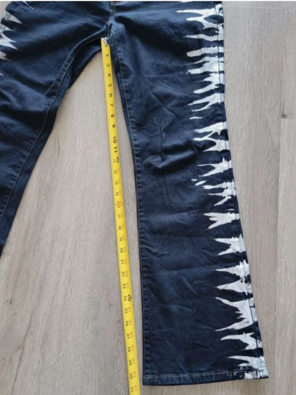BABY PHAT VTG Y2K Hip Hop Streetwear Wide Leg Flare Abstract Jeans Black Size 11 - Picture 13 of 15